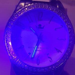 Vtg Sempre Silver/White Rhinestone Stainless Steel Women's Watch